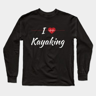 I Love Kayaking Cute Red Heartbeat Long Sleeve T-Shirt